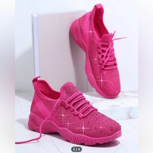 NWOT Chunky Rhinestone Lace Up Sneakers